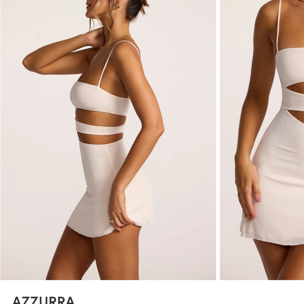 Textured Jersey Cut-Out A-Line Mini Dress in Ivory